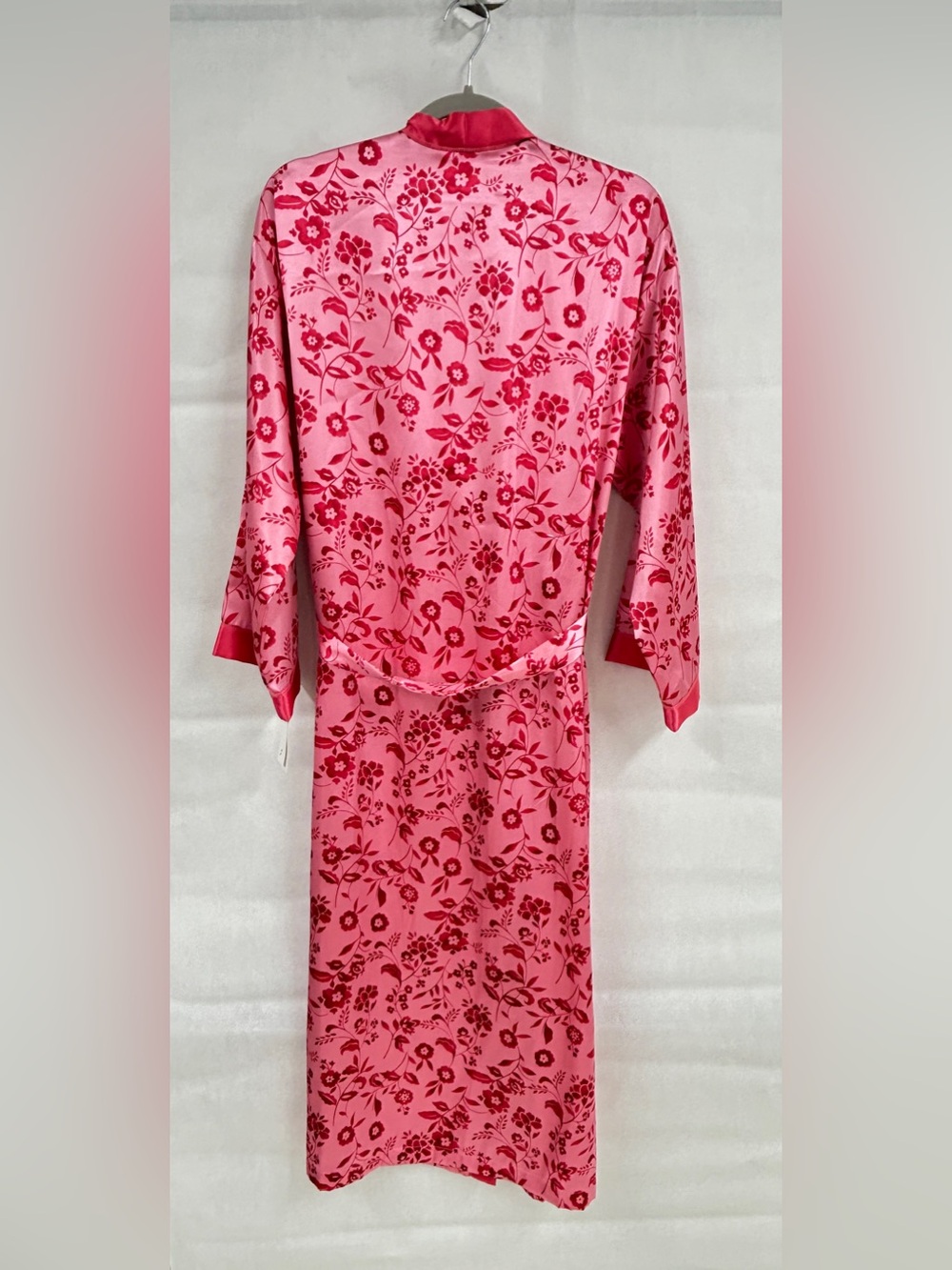 Cruz Small Pink Floral Satin Robe Cottagecore Coquette Valentine Loungewear - Picture 2 of 8